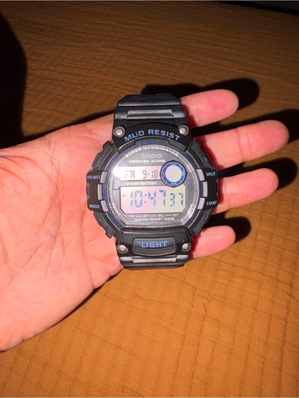 Casio Black Digital Mud Resist Sport Watch with Blue Accents